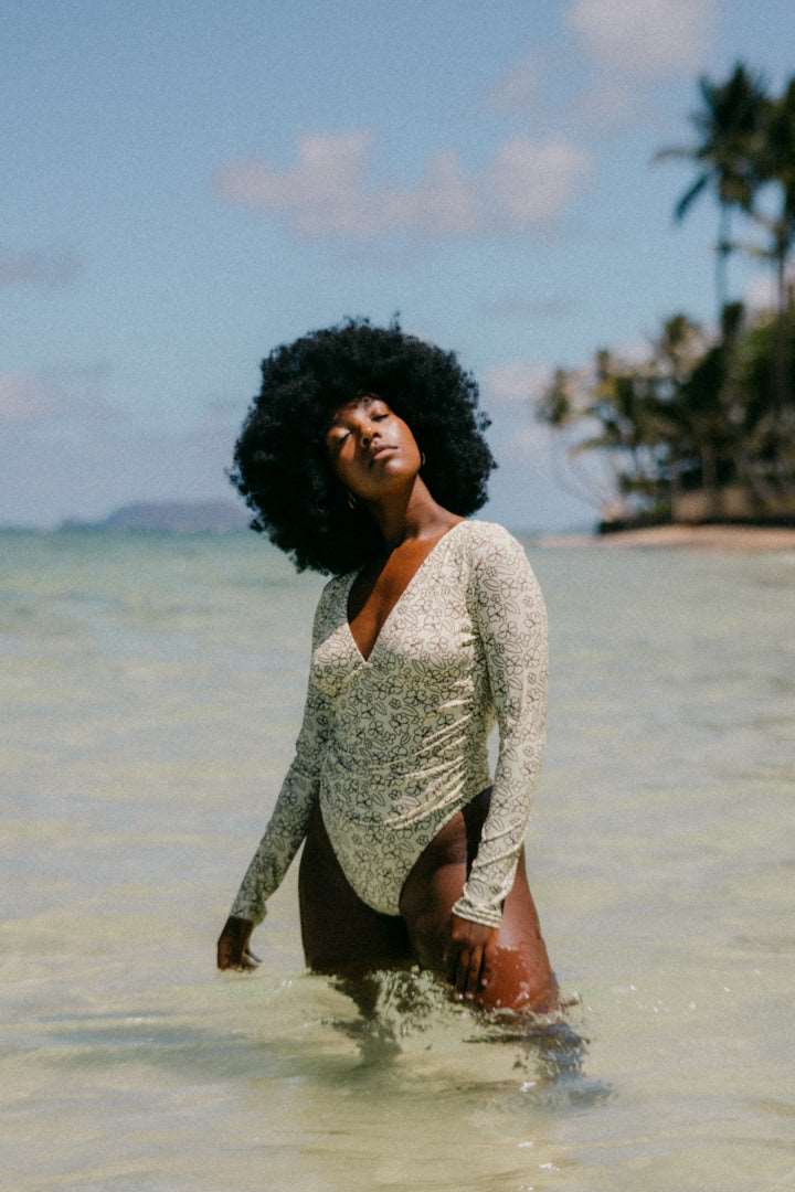 [just added - last chance] Malibu Surf Suit - Hawaiian Cream with Mocha - Image 4